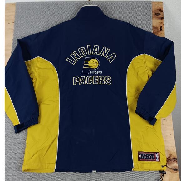 Nutmeg Vintage Indiana Pacers Nylon Jacket Men's XL Yellow/Blue Basketball NBA - Picture 5 of 16